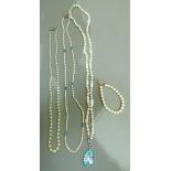 A graduated cultured pearl necklace c.1950, together with a bracelet of 6.5mm cultured pearls and