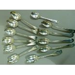 A set of six George III teaspoons initialled 'JW' London 1801; together with four teaspoons