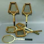A quantity of vintage tennis rackets by Slazenger, Dunlop, etc (6)