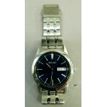 A Seiko gentleman's quartz wristwatch in stainless steel case No 3D1204 navy blue sunburst dial with