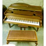 A Carl Lange boudoir grand piano, mahogany veneered, square tapered legs with brass castors, 124cm