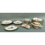 A 19th century Derby part dinner service including twelve plates 26.5cm diameter, soup plate,