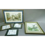 By and After Vincent Haddeney, The Meet, beagle pack and huntsmen, colour print, signed and no 67/
