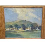 Jean Gill - landscape scene, St Brides-Super-Ely, oil on canvas signed lower right, 28cm x 34cm in