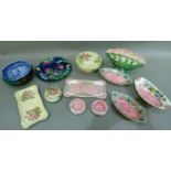 A collection of Maling ware including plate, design pattern 6064, tube lined and polychrome glazed