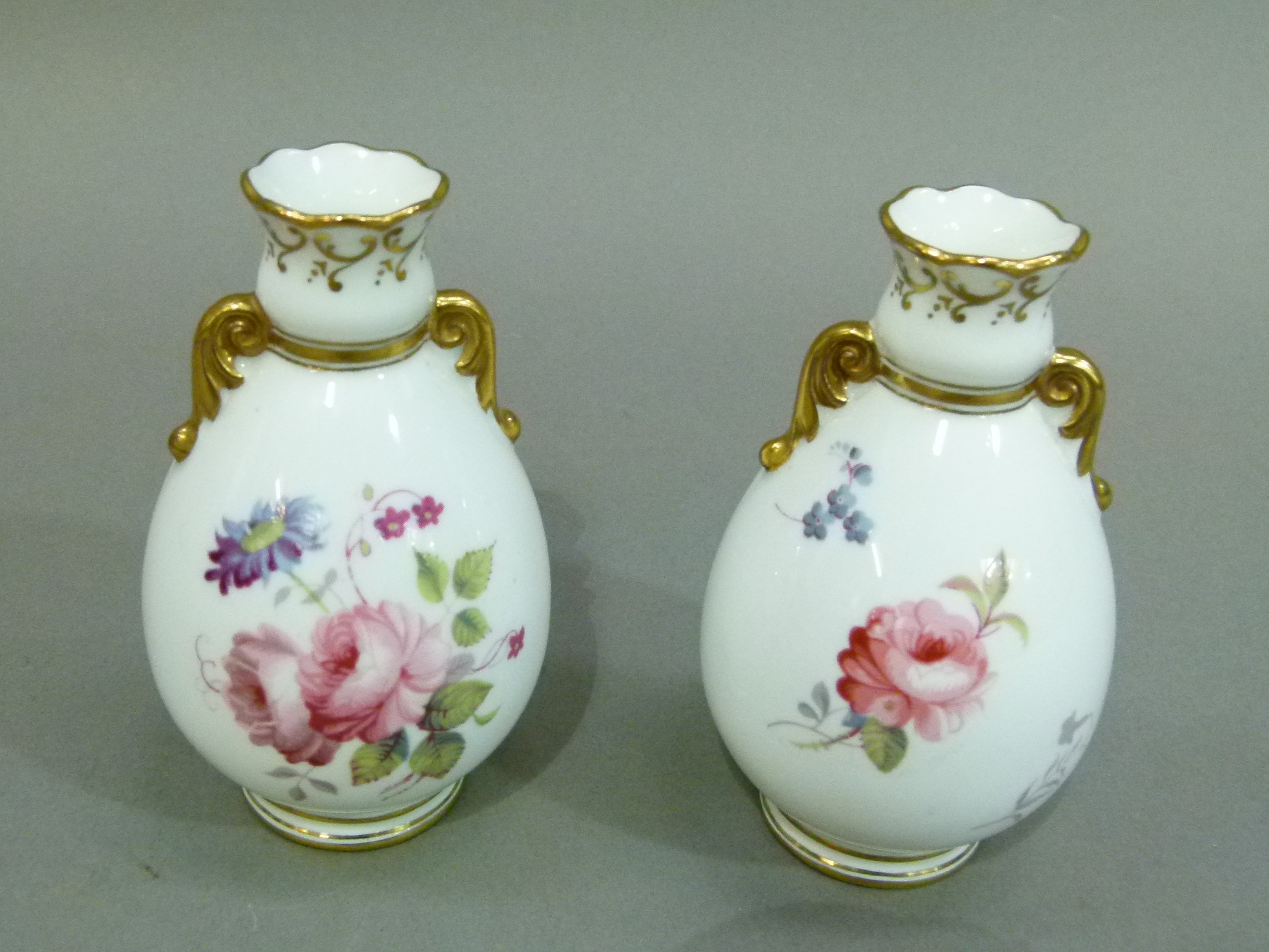 A pair of modern Swansea bone china ovoid vases, 10cm high - Image 2 of 2