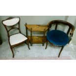 A Victorian burr walnut inlaid two tier whatnot of canted rectangular form on fluted baluster