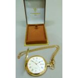 A Catonex pocket watch in gilt base metal hunter case, quartz date movement, white dial with black