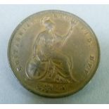 Victoria copper penny 1854 GVF
