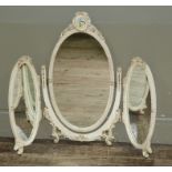 A set of white triple mirrors
