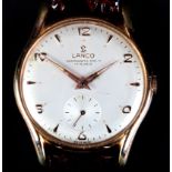 A LANCO GENTLEMAN'S MANUAL MOD 11 WRISTWATCH c.1955 in rolled gold case with stainless steel back No