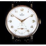 A SMITHS GENTLEMAN'S DE LUXE MANUAL WRISTWATCH c.1955 in 9ct gold case, No 665449, English 15