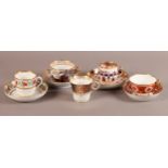 A COLLECTION OF 19TH CENTURY ENGLISH CHINA CABINET CUPS AND SAUCERS including Spode in iron red