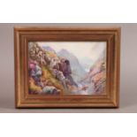 M E MORRIS - A ROYAL WORCESTER PORCELAIN PLAQUE OF LLANBERIS PASS, titled and signed lower right,