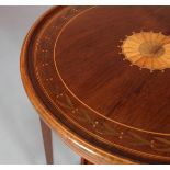 A FINE QUALITY EDWARD VII CIRCULAR TWO TIER OCCASIONAL TABLE, the top with moulded lip, boxwood line