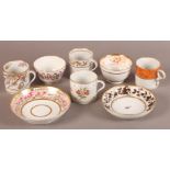 LATE 18TH/EARLY 19TH CENTURY ENGLISH COFFEE CANS, tea bowls and two saucers pattern no 2/783 to