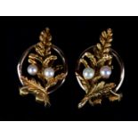 A PAIR OF SEED PEARL SET CHRISTMAS TREE EARRINGS by Alabaster and Wilson in 9ct gold c.1963 each