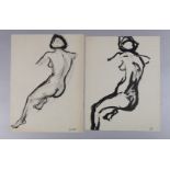 ARR DRUIE BOWETT (1924-1998) Female nude, black ink on buff paper, signed to lower right, 51.5cm,