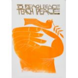 BY AND AFTER PAUL PETER PIECH (American 1920-1996) To Reach Peace Teach Peace, linocut, two colour