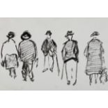 ARR DRUIE BOWETT (1924-1998) Study of five figures, monochrome, watercolour, unsigned, 25.5cm x 35.