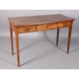 AN EARLY 19TH CENTURY MAHOGANY SIDE TABLE with boxwood stringing rectangular, fitted with three