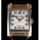 A BULOVA GENTLEMAN'S MANUAL ART DECO WRISTWATCH c.1930 in 14ct gold case No 50137 21 jewelled