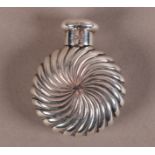 A VICTORIAN SILVER PERFUME FLASK by Sampson Morden, London 1890, with spiral twist circular body,
