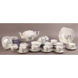 A SHELLEY QUEEN ANNE TEA SERVICE OF ARCHWAY OF ROSES PATTERN no 11606, comprising eleven cups and