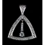 A DIAMOND PENDANT in 18ct white gold the principal brilliant cut stone claw set and pendant within a