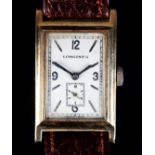 A LONGINES GENTLEMAN'S WRISTWATCH c.1936 in 18ct gold case No 5241902, 17 jewelled lever movement No