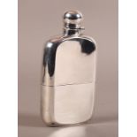 A SILVER SPIRIT FLASK with sleeve and rounded cap, Sheffield 1904, James Dixon & Sons, 8cm wide x