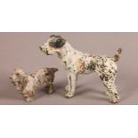 AN AUSTRIAN COLD CAST AND PAINTED BRONZE FOX TERRIER, 10.5cm long and another of a spaniel,