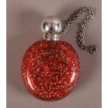 A VICTORIAN SILVER MOUNTED CRANBERRY GLASS PERFUME FLASK by Charles May & Sons, Birmingham 1888, the