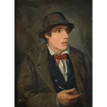 CHARLES HENRY COOK (Irish School c.1830-1906) portrait of a young man, half length, wearing a hat