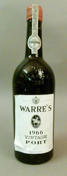 Warre's 1966 Vintage Port, 1 bottle, label good, red wax capsule good, level low neck