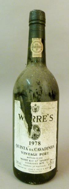 Warre's 1978 Vintage Port, 1 bottle, label with losses and damp staining, foil capsule with rip
