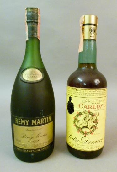 Remy Martin VSOP Fine Champagne Cognac, 40%, 75cl, 1 bottle, 1980s; Pedro Domecq Carlos I Solera - Image 2 of 2