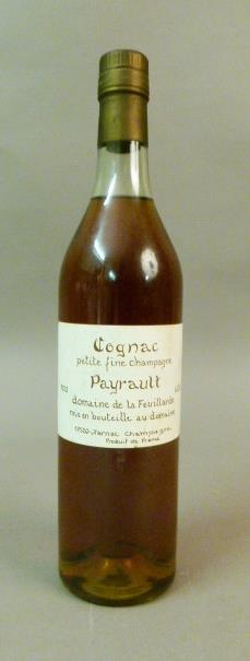 Payrault Cognac petite fine champagne, Domaine de la Feuillarde, 40% vol, 70cl, label good, level