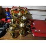 Five Turkish Brass Coffee Pots