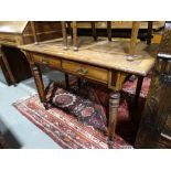 A Howard & Sons Aesthetic Style Writing Table With Two Drawer Front & Turned Corner Supports,