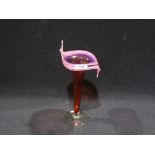 A 19th Century Cranberry & Opaline Tinted Jack In The Pulpit Vase