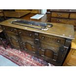 A 20th Century Gothic Style Reproduction Oak Sideboard By Titchmarsh & Goodwin