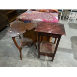 A Stained Pine Two Tier Wash Stand, Together With A Triangular Two Tier Table