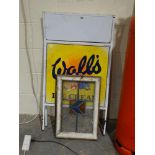 A 1980s Metal Framed Walls Ice Cream Advertising Stand, Together With A Single Stained Glass Panel