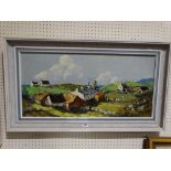 Charles Wyatt Warren, Oil On Board, North Wales View, Titled Farm Near Groeslon, Signed, 14 X 29"