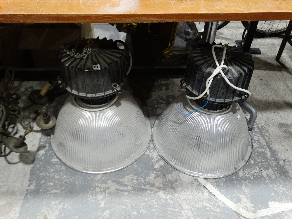 A Pair Of Mid Century Industrial Overhead Light Fittings