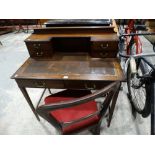 An Edwardian Mahogany Ladies Desk, Together With A Balloon Backed Chair