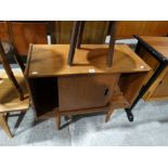 A Teak Coffee Table, Together With A Two Door Record Cabinet