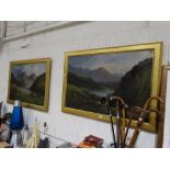 J Ellis, A Pair Of Victorian Oil On Canvas North Wales Mountain Views With Figures To The