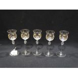 Five Matching Etched & Gilt Highlight Stemmed Glasses